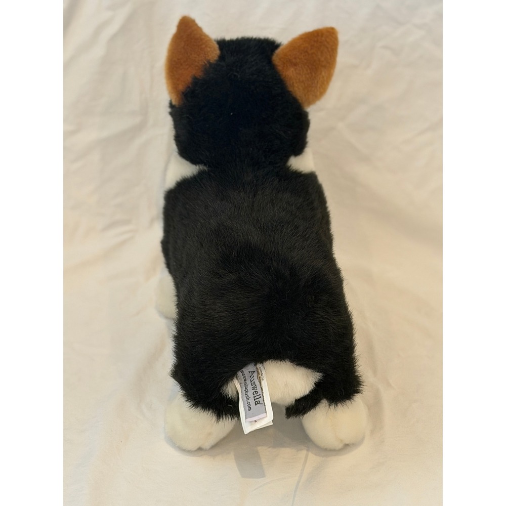 Auswella Plush Tri-Color Corgi Dog Standing Stuffed Animal Black White Tan 14" - Picture 5 of 7